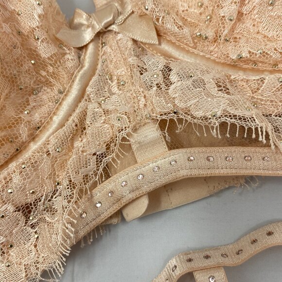 Agent Provocateur Davinah Nude Swarowski 36D/4 Set New - Picture 10 of 16